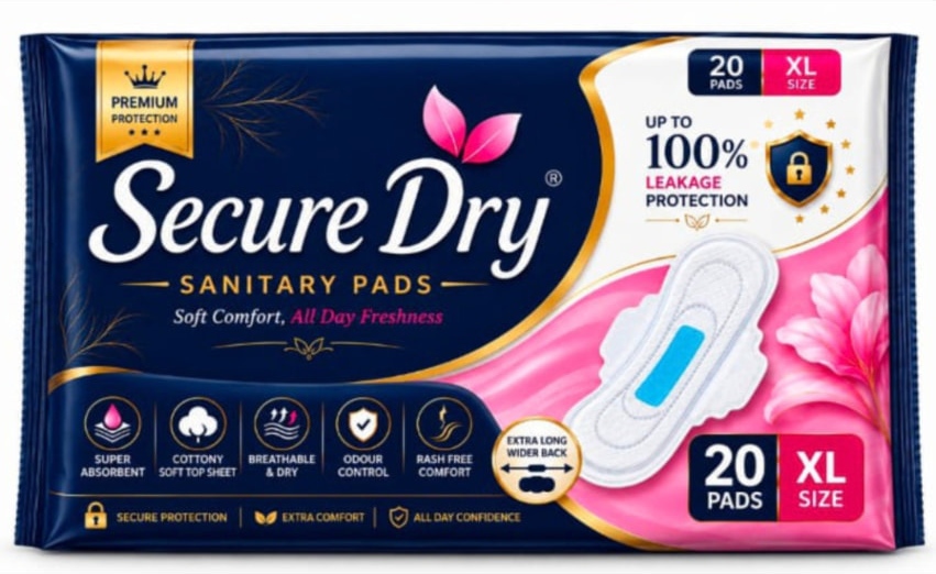 Secure Dry Sanitary Pads — 20 Pieces — 280 mm